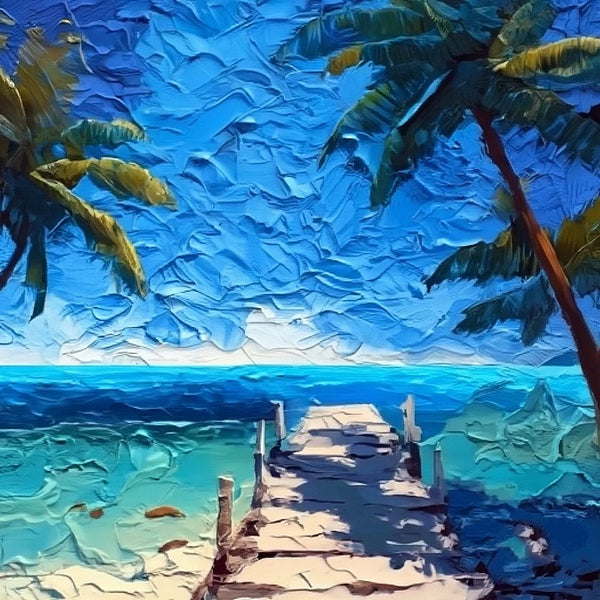 Heavy Texture Canvas Art, Small Palette Knife Oil Paintings, Original Small Landscape Paintings, Florida Seashore Beach Palm Tree Painting, Easy Landscape Painting Ideas, Simple Small Canvas Paintings-Paintingforhome