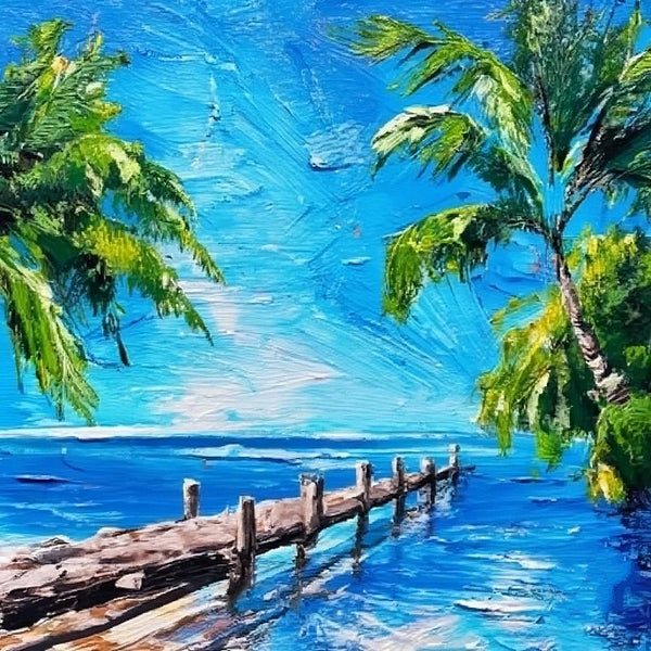 Original Small Landscape Paintings, Heavy Texture Canvas Art, Florida Seashore Beach Painting, Small Palette Knife Oil Paintings, Easy Landscape Painting Ideas, Simple Small Canvas Paintings-Paintingforhome