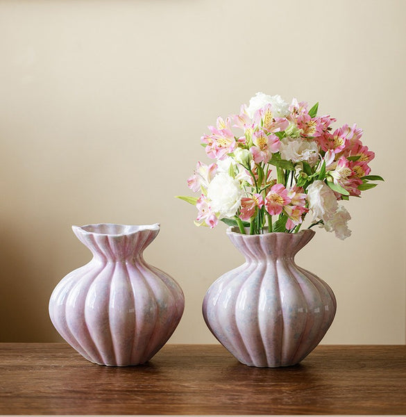 Handmade Water Holding Flower Vases, Modern Flower Vase Centerpiece on Table, Porcelain Flower Vases, Ceramic Bouquet Vases-Paintingforhome