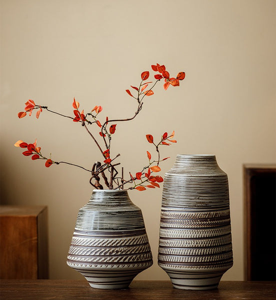 Modern Bouquet Flower Vases, Centerpiece on Dining Table, Handmade Pottery Flower Vases Urn, Water Holding Flower Vases, Large Flower Vase on Table-Paintingforhome