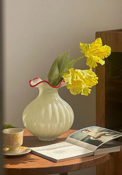 French Vintage Glass Flower Vases, Glass Bud Vases, Flower Vases on Table, Handmade Water Holding Flower Vases-Paintingforhome