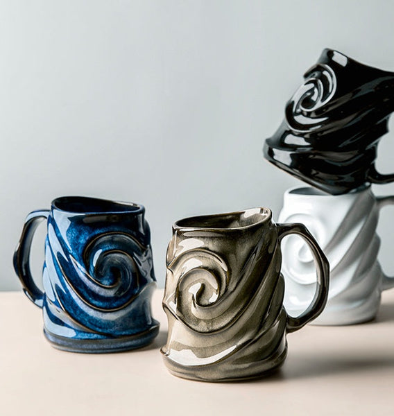 Brown Ceramic Coffee Mug, Stoneware Coffee Mugs, Large Capacity Coffee Cups, Large Handmade Pottery Coffee Mug-Paintingforhome