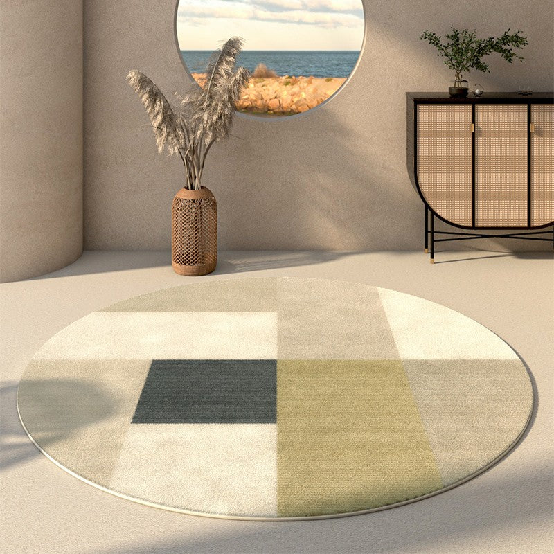 Large Floor Carpets for Dining Room, Modern Round Carpets for Living Room, Round Rugs Next to Bed, Bathroom Modern Rugs, Entryway Circular Rugs-Paintingforhome