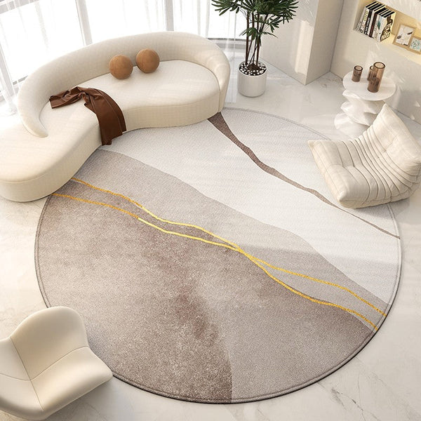 Unique Modern Rugs for Living Room, Geometric Round Rugs for Dining Room, Contemporary Modern Area Rugs for Bedroom, Circular Modern Rugs under Chairs-Paintingforhome