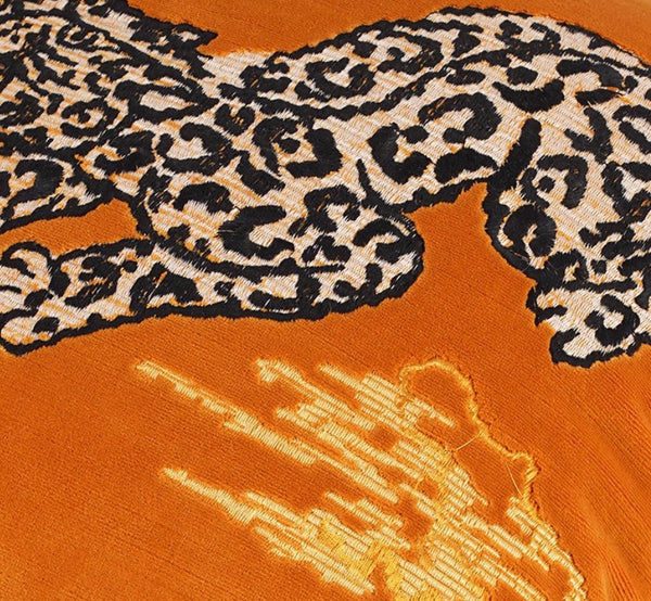 Contemporary Modern Sofa Pillows, Yellow Embroidery Tiger Pattern Pillows for Couch, Decorative Throw Pillows for Bedroom, Large Modern Sofa Pillow for Living Room-Paintingforhome