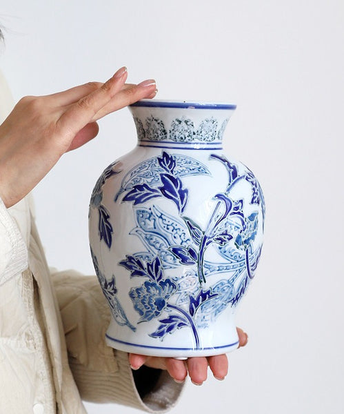 Porcelain Flower Vases, Centerpiece Ceramic Bouquet Vases, Handmade Flower Vase, Vintage Flower Vases on Dining Table-Paintingforhome
