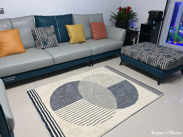 Modern Area Rugs for Dining Room, Geometric Modern Rugs for Bedroom, Modern Area Rugs under Coffee Table, Abstract Contemporary Area Rugs-Paintingforhome