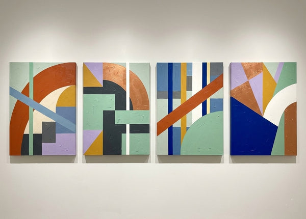 Modern Wall Art for Living Room, Multi Panel Canvas Paintings, Abstract Geometric Art