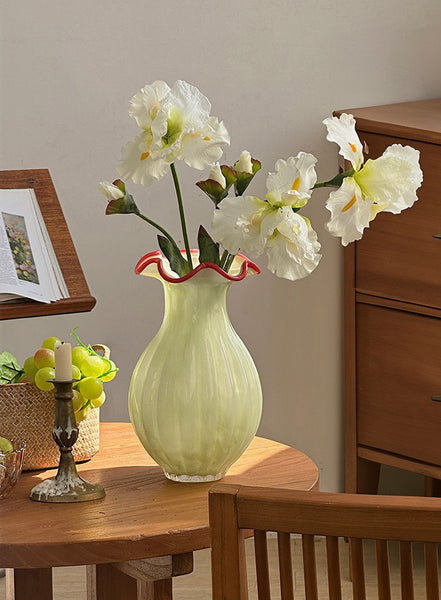 French Vintage Glass Flower Vases, Glass Bud Vases, Flower Vases on Table, Handmade Water Holding Flower Vases-Paintingforhome