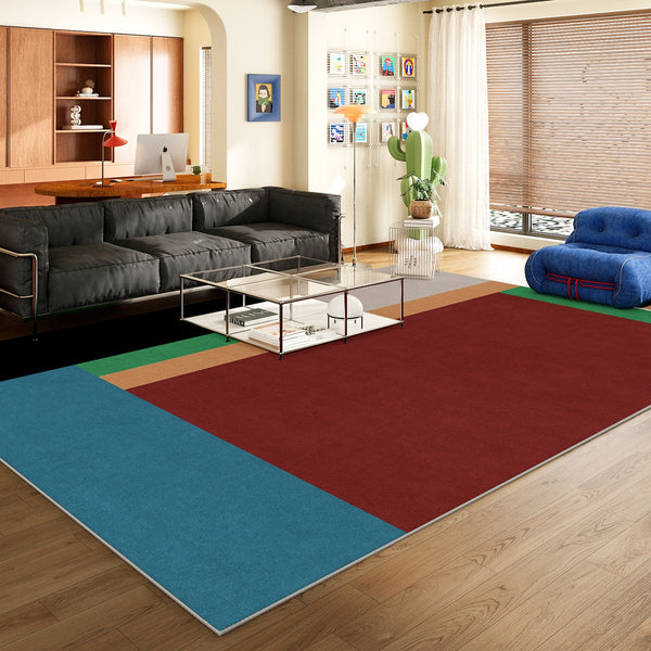 Living Room Rug Ideas, Mid Century Modern Rugs, Contemporary Modern Rugs for Dining Room, Bedroom Modern Floor Carpet, Blue Modern Rug Designs-Paintingforhome