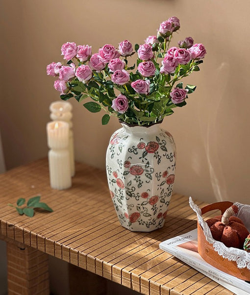 Rustic Porcelain Flower Vases, Handmade Water Holding Flower Vases, Ceramic Bouquet Vases, Tall Flower Vases on Table-Paintingforhome