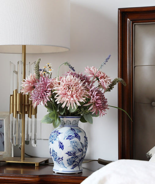 Porcelain Flower Vases, Centerpiece Ceramic Bouquet Vases, Handmade Flower Vase, Vintage Flower Vases on Dining Table-Paintingforhome