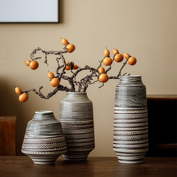 Modern Bouquet Flower Vases, Centerpiece on Dining Table, Handmade Pottery Flower Vases Urn, Water Holding Flower Vases, Large Flower Vase on Table-Paintingforhome