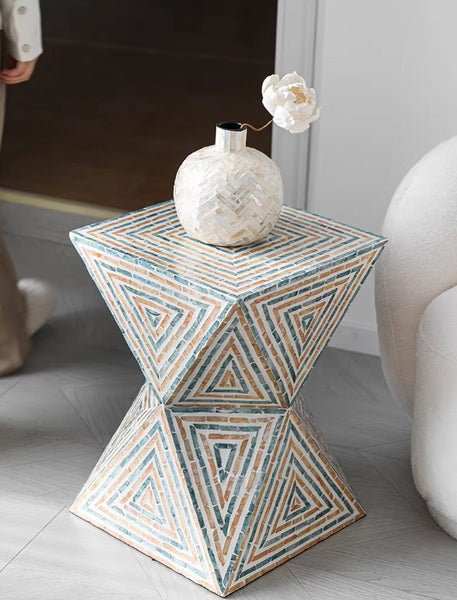 Modern Small End Table, Contemporary Small Sofa Side Table, Unique Shell Small Side Table, Portable Casual Side Table, Creative Coffee Table-Paintingforhome