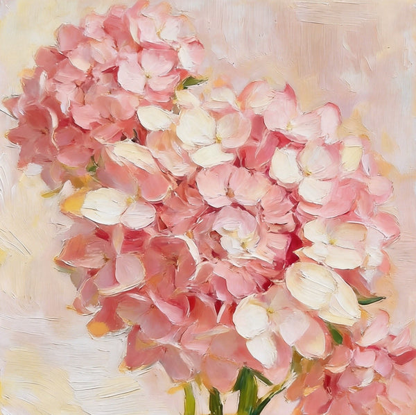 Small Canvas Artwork, Pink Hydrangeas in Full Bloom, Hand Painted Canvas Art, Still Life Painting, Original Flower Paintings, Buy Small Artwork Online-Paintingforhome