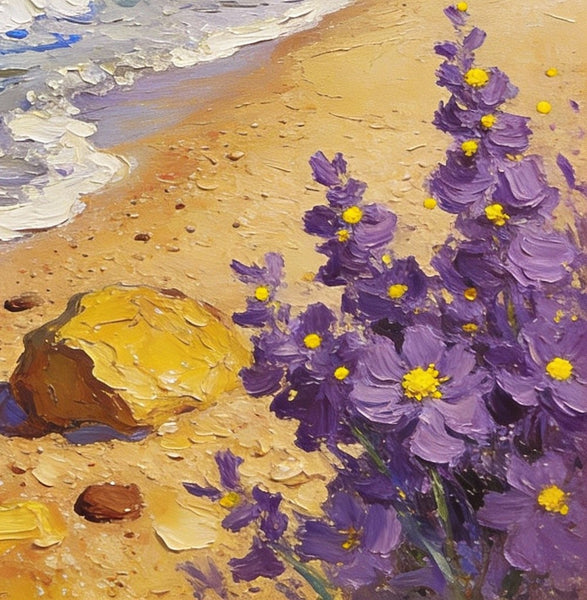 Original Small Paintings on Canvas, Seashore Beach, Small Landscape Paintings, Small Paintings on Canvas, Hand Painted Canvas Art, Palette Knife Impasto Paintings-Paintingforhome