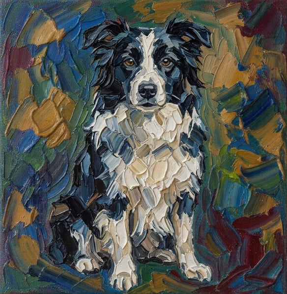 Border Collie Dog Portrait, Abstract Pet Portrait Painting, Original Acrylic Paintings, Heavy Texture Painting, Impasto Artwork, Small Art on Canvas, Hand Painted Canvas Art