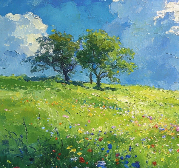 Clouds Over Verdant Hills, On Canvas Small Paintings, Hand Painted Canvas Art, Original Wall Art Paintings, Original Artwork Small Paintings, Small Landscape Paintings-Paintingforhome