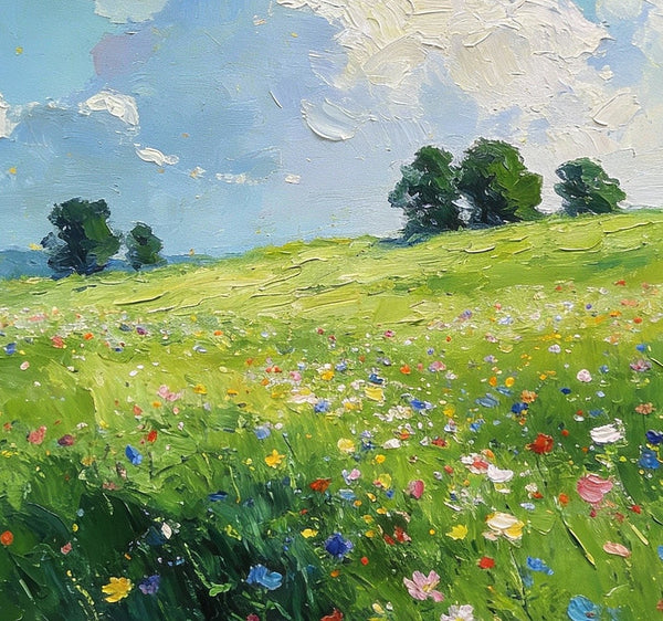 Small Wall Paintings, Green Hills and Blue Sky, Original Small Paintings, Small Oil Paintings, Landscape Artwork Small Paintings-Paintingforhome