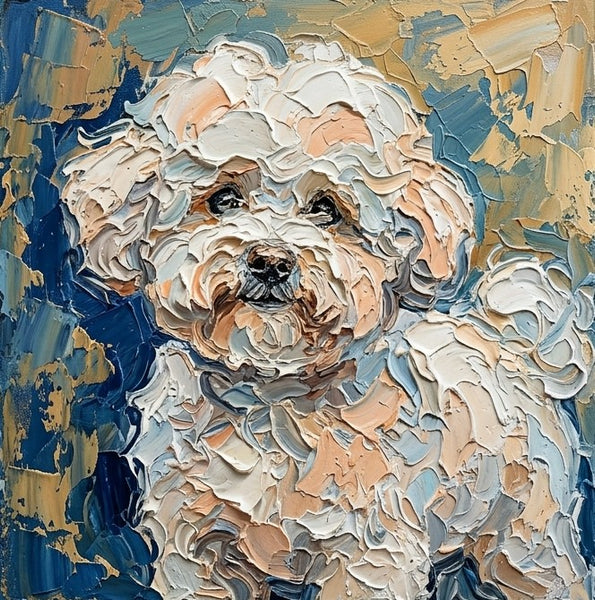 Bichon Frise Dog Portrait, Abstract Pet Portrait Painting, Hand Painted Canvas Art, Impasto Artwork, Original Acrylic Paintings, Heavy Texture Painting, Small Art on Canvas