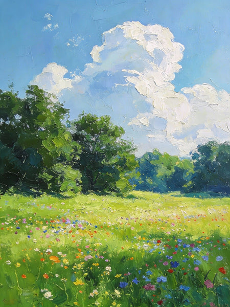 Small Oil Paintings, A Verdant Hillside in Summer, Original Small Paintings, Small Wall Paintings, Landscape Artwork Small Paintings-Paintingforhome