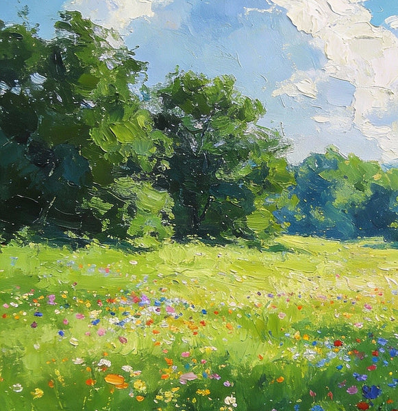Small Oil Paintings, A Verdant Hillside in Summer, Original Small Paintings, Small Wall Paintings, Landscape Artwork Small Paintings-Paintingforhome