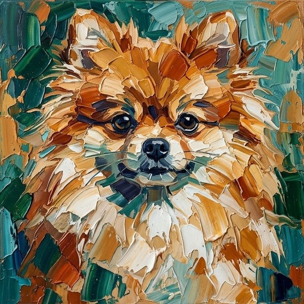 Pomeranian Dog Portrait, Abstract Pet Portrait Painting, Hand Painted Canvas Art, Original Acrylic Paintings, Impasto Artwork, Heavy Texture Painting, Small Art on Canvas