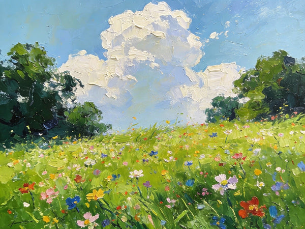 Hand Painted Canvas Art, A Wild Bloom in Spring, Heavy Texture Wall Art Paintings, Original Oil Paintings, Small Landscape Paintings, On Canvas Small Paintings-Paintingforhome