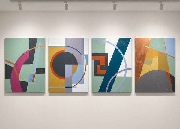 Large Modern Paintings for Living Room, Multi Panel Canvas Paintings, Geometric Contemporary Art, Original Abstract Artwork
