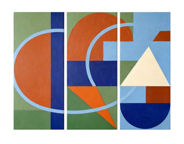 Large Group Paintings, Geometric Abstract Paintings, Modern Paintings for Living Room, Multi Panel Canvas Art