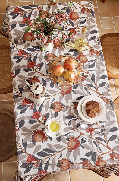 Hawthorn Tablecloth for Round Table, Modern Kitchen Table Cover, Linen Table Cover for Dining Room Table, Simple Modern Rectangle Tablecloth Ideas for Oval Table-Paintingforhome