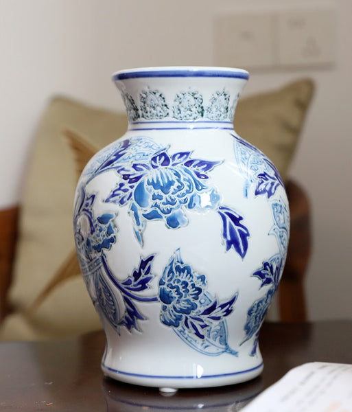 Porcelain Flower Vases, Centerpiece Ceramic Bouquet Vases, Handmade Flower Vase, Vintage Flower Vases on Dining Table-Paintingforhome