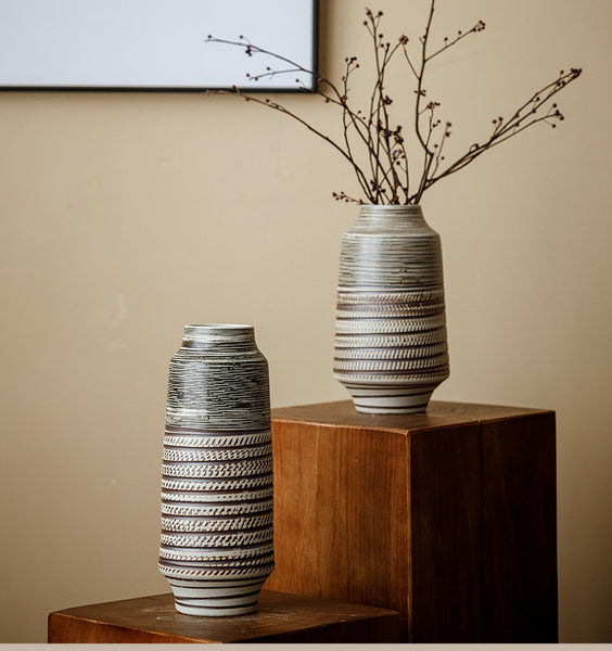 Modern Bouquet Flower Vases, Centerpiece on Dining Table, Handmade Pottery Flower Vases Urn, Water Holding Flower Vases, Large Flower Vase on Table-Paintingforhome