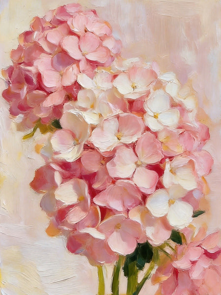 Blooming pink hydrangea‌, Original Flower Paintings, Hand Painted Canvas Art, Original Oil Paintings, Small Canvas Wall Art Paintings-Paintingforhome