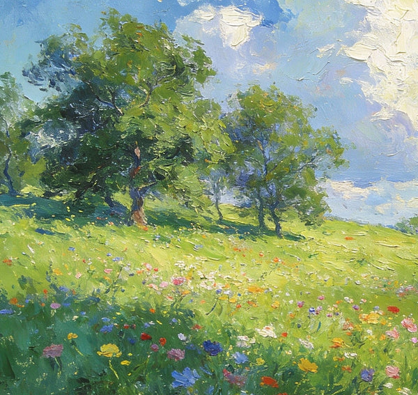 Hand Painted Canvas Art, Little Cottage on a Verdant Hillside, Original Wall Paintings, Small Landscape Paintings, Original Artwork Small Paintings, On Canvas Small Wall Paintings-Paintingforhome