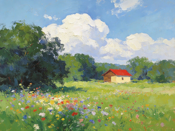 Hand Painted Canvas Art, A Cottage in the Woods, Original Wall Art Paintings, Original Artwork Small Paintings, Small Landscape Paintings, On Canvas Small Paintings-Paintingforhome