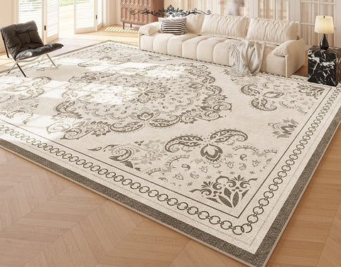 Modern Rugs for Living Room, Large Modern Rugs for Bedroom, Flower Pattern Area Rugs under Coffee Table, Contemporary Rugs for Dining Room-Paintingforhome