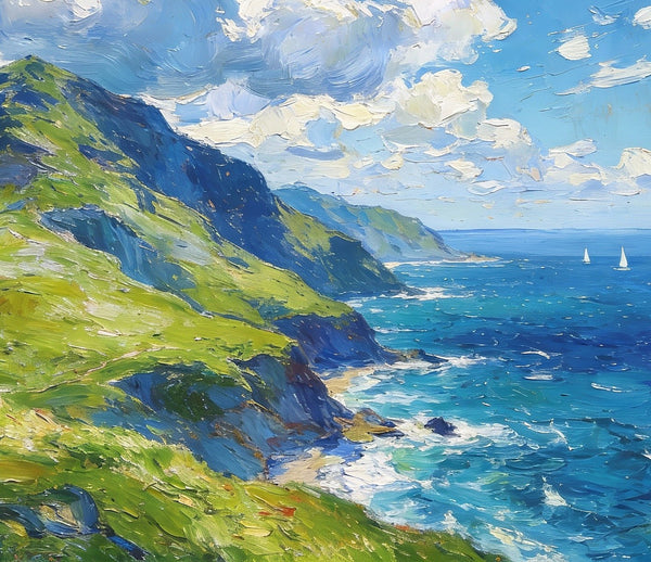 Small Canvas Art, An Azure Sky over the Bay, Original Wall Paintings, Original Artwork Small Paintings, Small Landscape Paintings, On Canvas Small Paintings-Paintingforhome