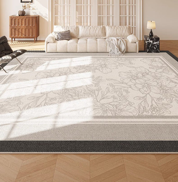 Abstract Area Rugs for Living Room, Flower Pattern Modern Carpets, Geometric Contemporary Modern Rugs Next to Bed-Paintingforhome