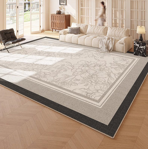 Abstract Area Rugs for Living Room, Flower Pattern Modern Carpets, Geometric Contemporary Modern Rugs Next to Bed-Paintingforhome