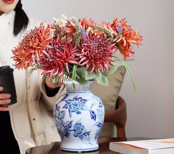 Porcelain Flower Vases, Centerpiece Ceramic Bouquet Vases, Handmade Flower Vase, Vintage Flower Vases on Dining Table-Paintingforhome
