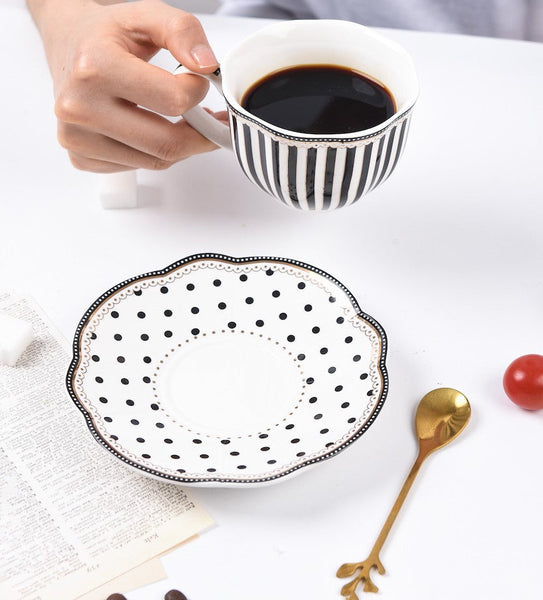Unique Porcelain Cup and Saucer, Afternoon British Tea Cups, Creative Porcelain Tea Cup Saucer Set, Elegant Modern Ceramic Coffee Cups-Paintingforhome