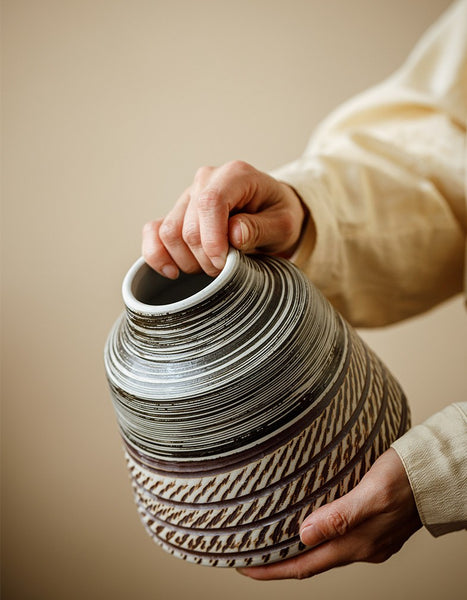 Modern Bouquet Flower Vases, Centerpiece on Dining Table, Handmade Pottery Flower Vases Urn, Water Holding Flower Vases, Large Flower Vase on Table-Paintingforhome