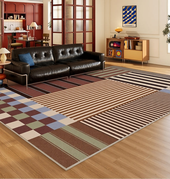 Washable Modern Rugs for Living Room, Contemporary Modern Rugs Next to Bed, Contemporary Geometric Rugs for Living Room