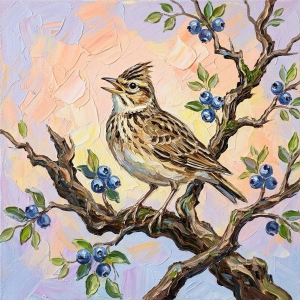 Hand Painted Canvas Art, Abstract Lark Bird Painting, Original Acrylic Paintings, Small Art on Canvas, Impasto Artwork, Heavy Texture Painting, Ready to Hang