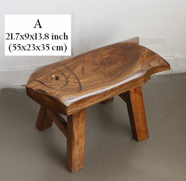 Solid Wood low Stool, Creative Shoe-changing Stool, Handmade Vintage Old Elm Wood Stool, Children's Wooden Stool, Sofa Stool, Dining Table Stool-Paintingforhome