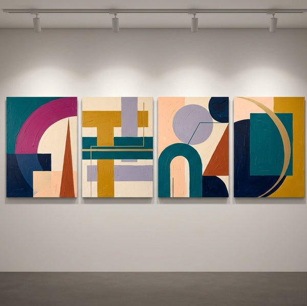 Modern Paintings for Living Room, Geometric Contemporary Art, Original Abstract Art, Multi Panel Canvas Paintings