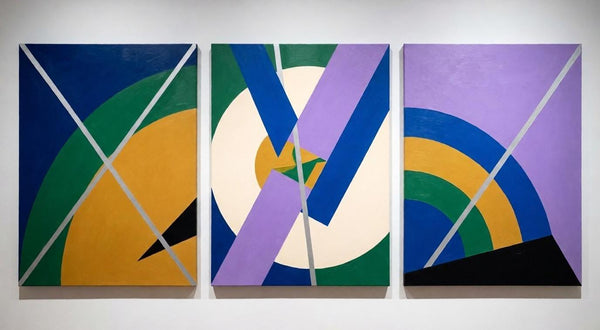 Multi Panel Canvas Art, Geometric Pattern Contemporary Artwork, Abstract Paintings for Modern Living Room