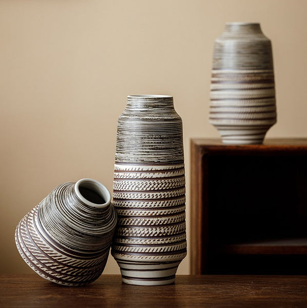 Modern Bouquet Flower Vases, Centerpiece on Dining Table, Handmade Pottery Flower Vases Urn, Water Holding Flower Vases, Large Flower Vase on Table-Paintingforhome