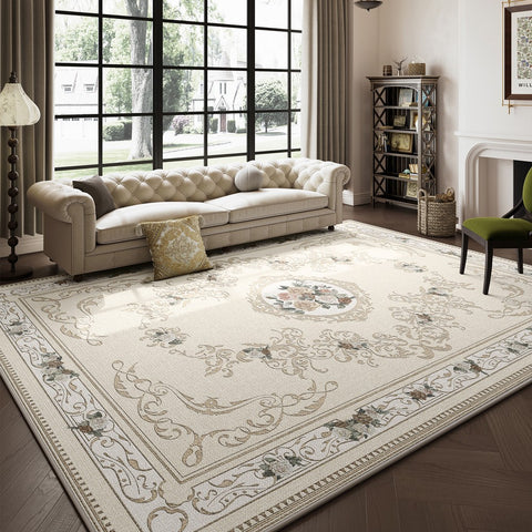 French Style Modern Rugs Next to Bed, Large Modern Rugs for Living Room, Modern Rugs under Dining Room Table, Modern Carpets for Bedroom-Paintingforhome